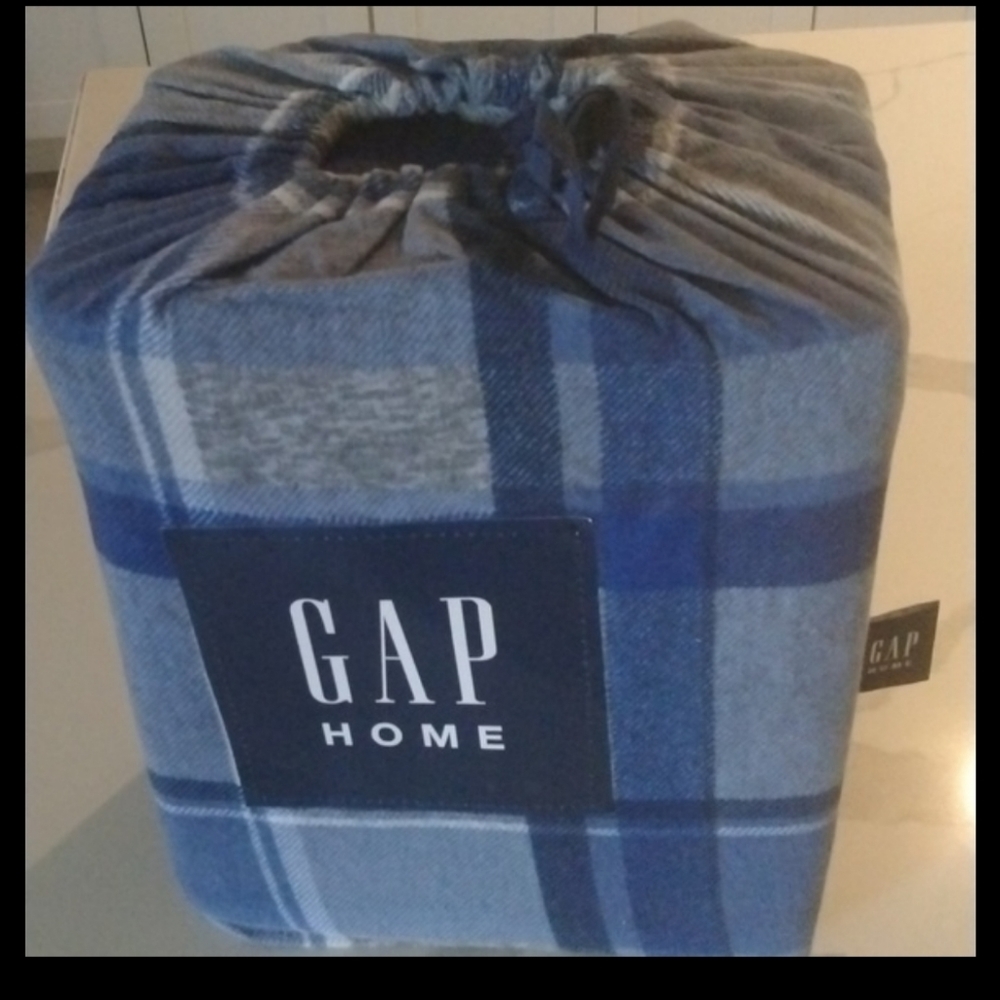 Gap Home Heathered Plaid Flannel Cotton Duvet cover set reversible ,‎ SZ … - Picture 4 of 6